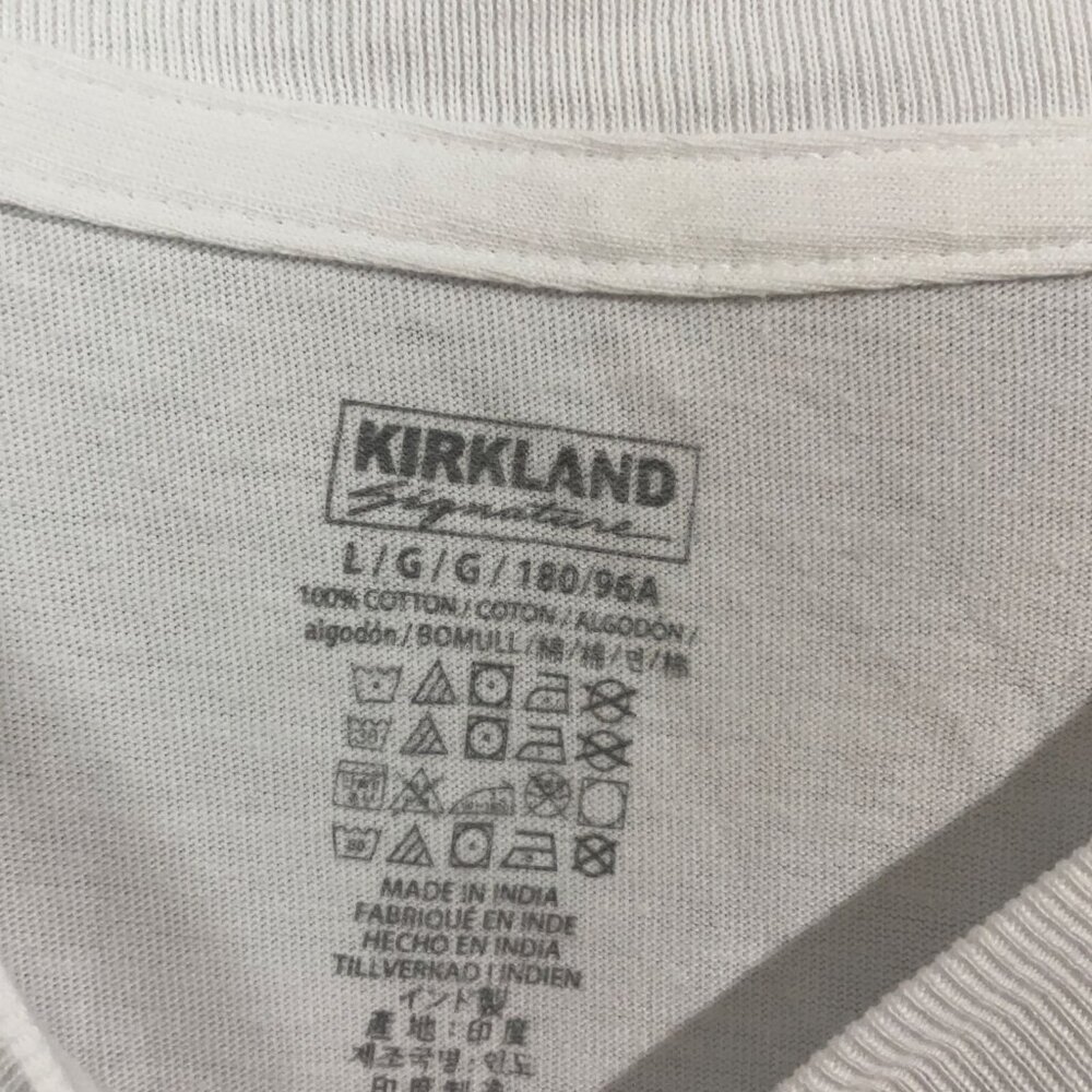 NEW Kirkland Signature 6 Pack Mens L White Crew Neck T-Shirts 100% Cotton - Picture 6 of 7
